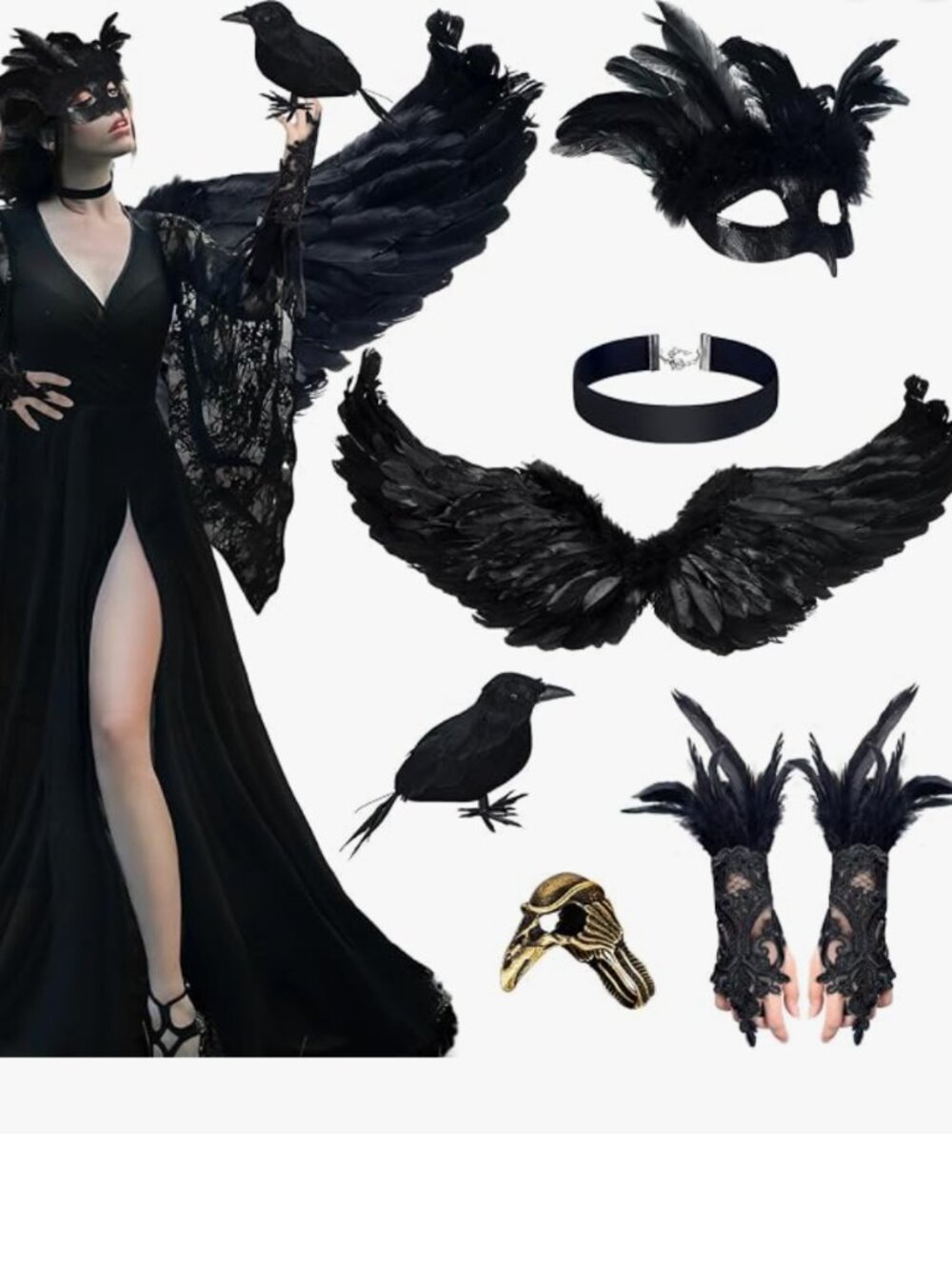 Halloween Crow Feather Costume 6PCS